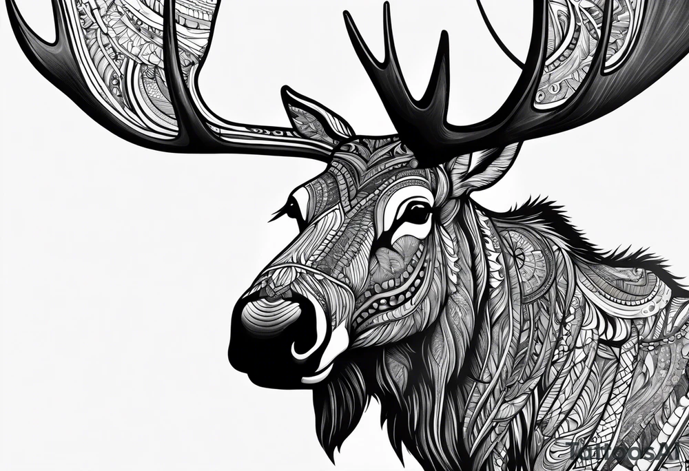 a psychedelic moose tattoo idea