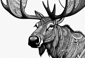a psychedelic moose tattoo idea
