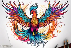 ethereal rising phoenix tattoo idea