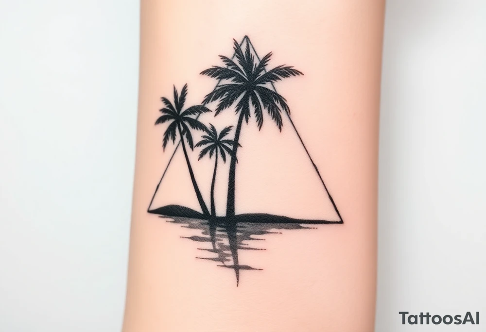 Palm trees silhouette, water, florida, all fit in a triangle tattoo idea