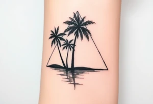 Palm trees silhouette, water, florida, all fit in a triangle tattoo idea