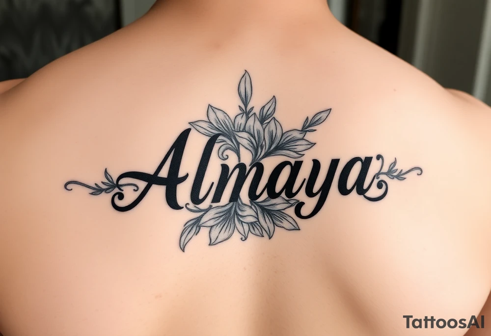 The name Almaya surrounded by Lilies. I want this on my ribs tattoo idea