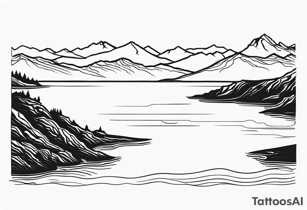 Lake George map outline with small hashmarks filling it throughout tattoo idea