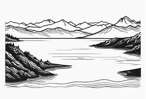 Lake George map outline with small hashmarks filling it throughout tattoo idea