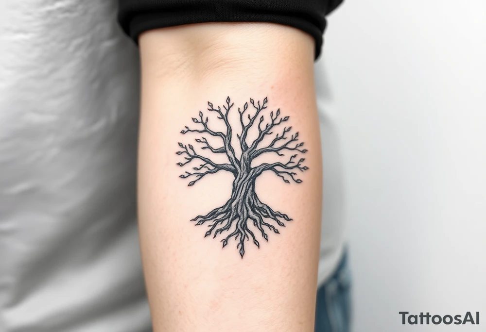 tree of life with cosmic roots and celestial branches tattoo idea