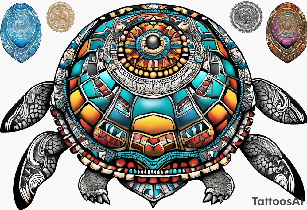 native american turtle with the name sam incorporated into thje shell design tattoo idea