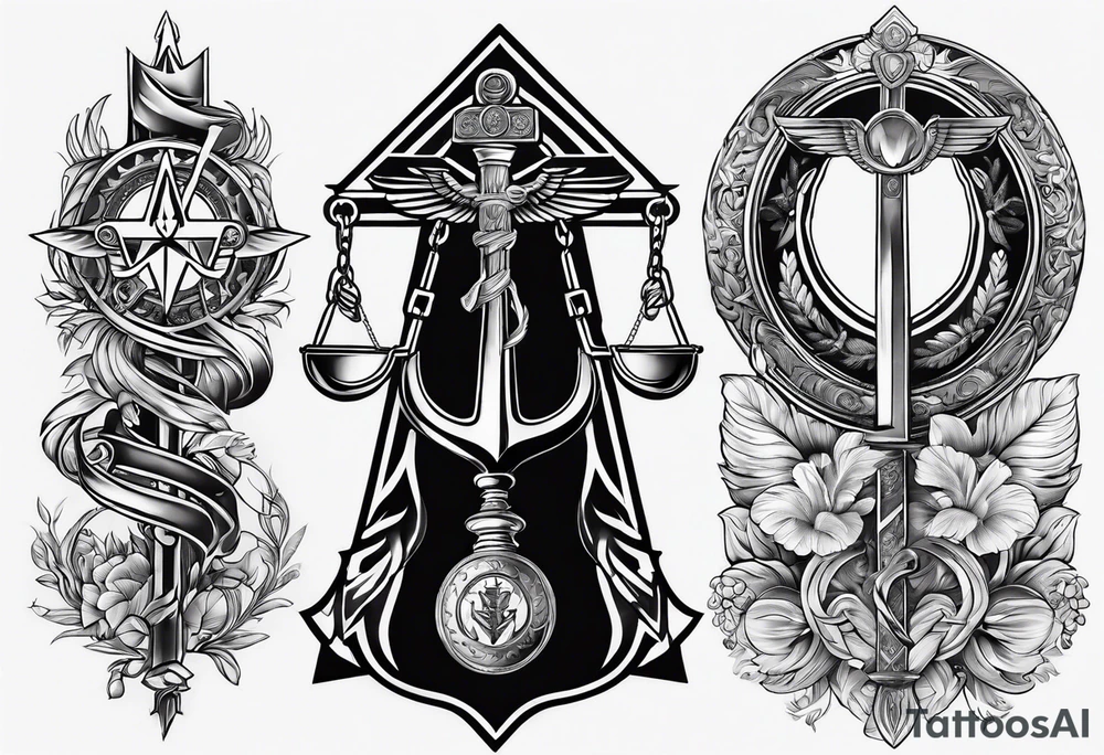 Masonic staff of caduceus tattoo idea