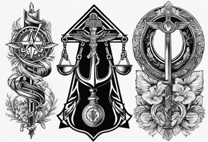 Masonic staff of caduceus tattoo idea