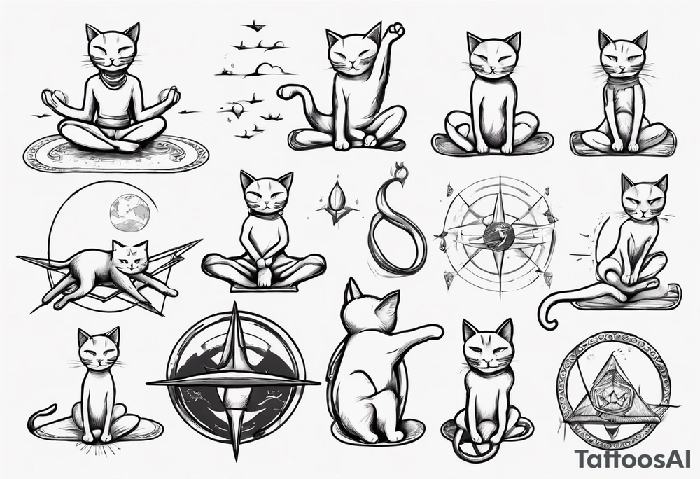 Cat doing yoga on a plane tattoo idea
