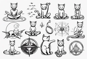 Cat doing yoga on a plane tattoo idea