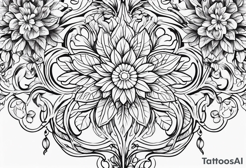 vines of flowers and leaves tattoo idea