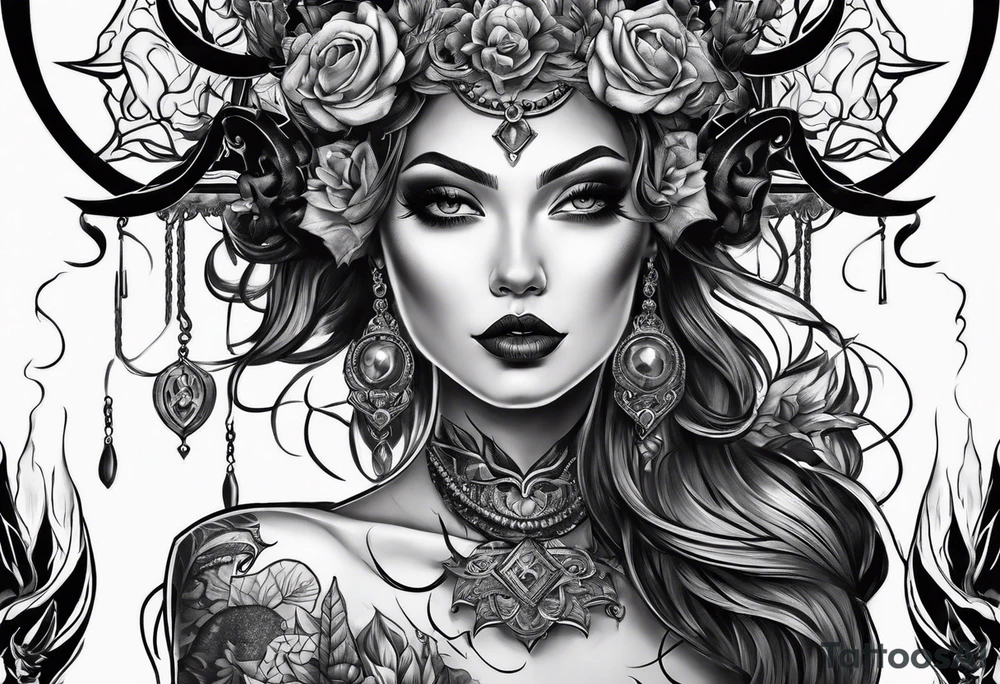 Woman devil tattoo idea
