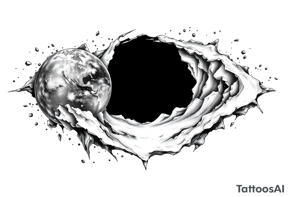 2 different worlds on both sides of a black hole tattoo idea