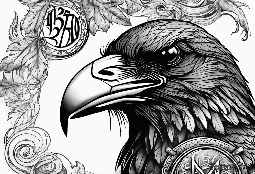 Viking Raven with smoke and the word 337 tattoo idea