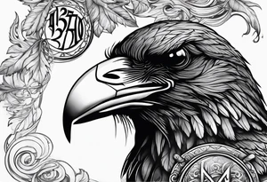 Viking Raven with smoke and the word 337 tattoo idea