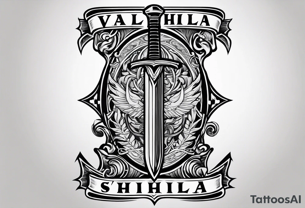 Valhalla sword shield tattoo idea
