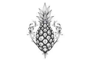 Pubic area vagina and anus using a  pineapple with diamonds, magestic, crown, tattoo idea
