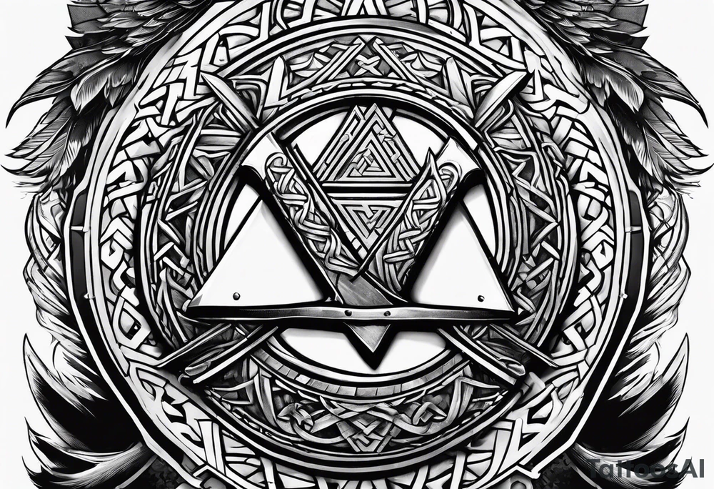 Valhalla valknut shield axe sword tattoo idea