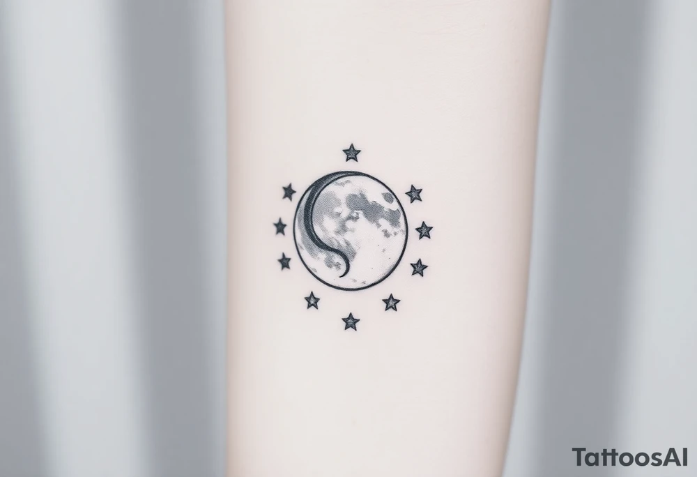 Moon and stars tattoo idea