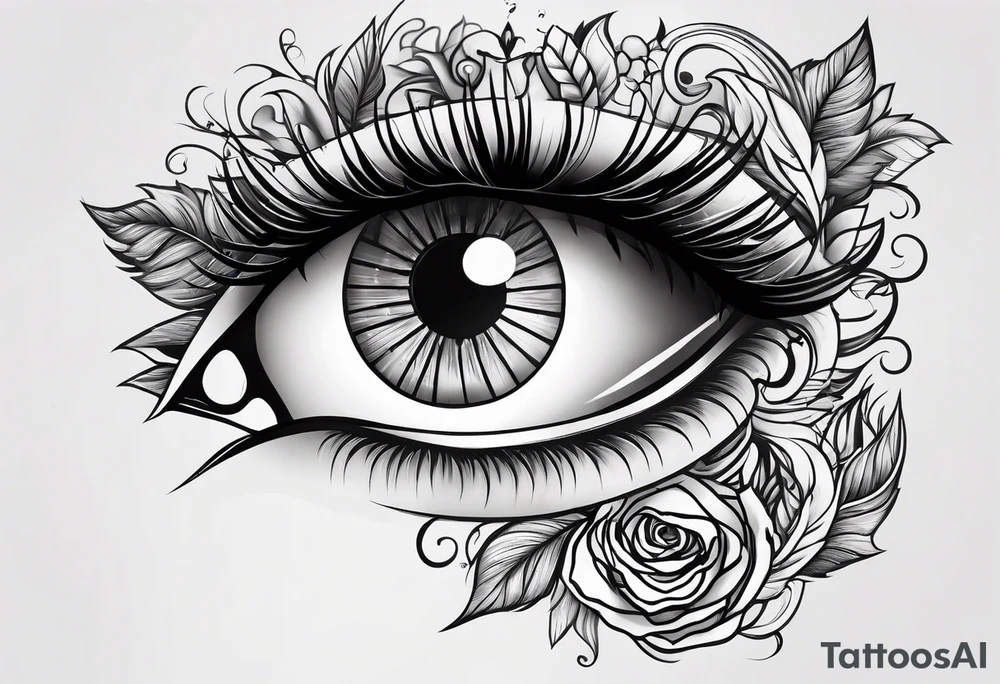 Half Lion eye half lady eye tattoo idea