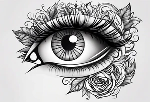 Half Lion eye half lady eye tattoo idea