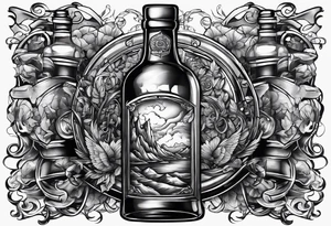 Broken bottle and army tags tattoo idea