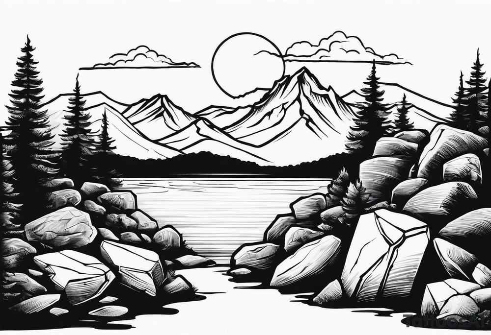 Quote “It was just a pile of rocks” with some mountain background tattoo idea