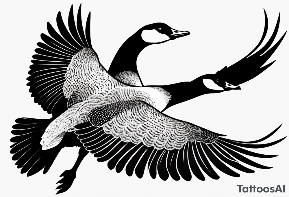 canadian goose shaking wings profile tattoo idea