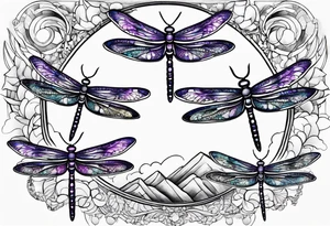 4 dragonflies flying together tattoo idea