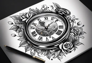 making time count. wristwatch sand flying around hourglass tattoo idea