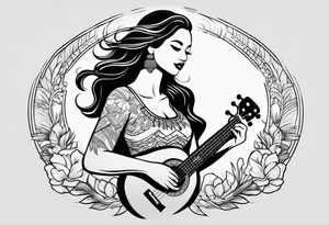 hula girl who dance with ukulele tattoo idea