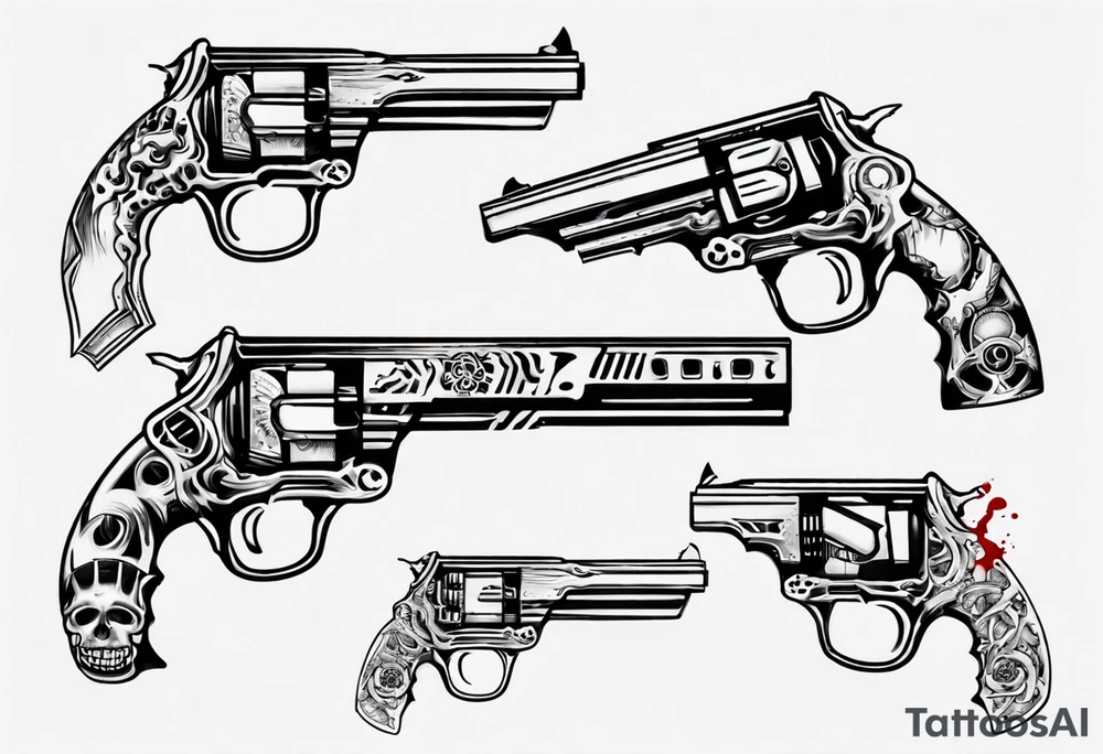 gun with blood tattoo idea