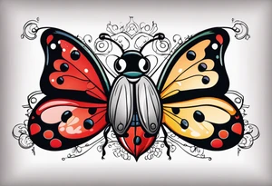 Half Butterfly and half ladybug tattoo idea