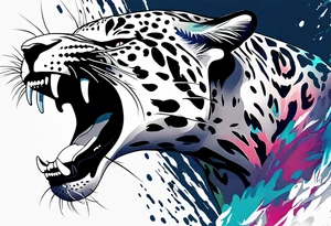 An aggressive jaguar with mouth open tattoo idea