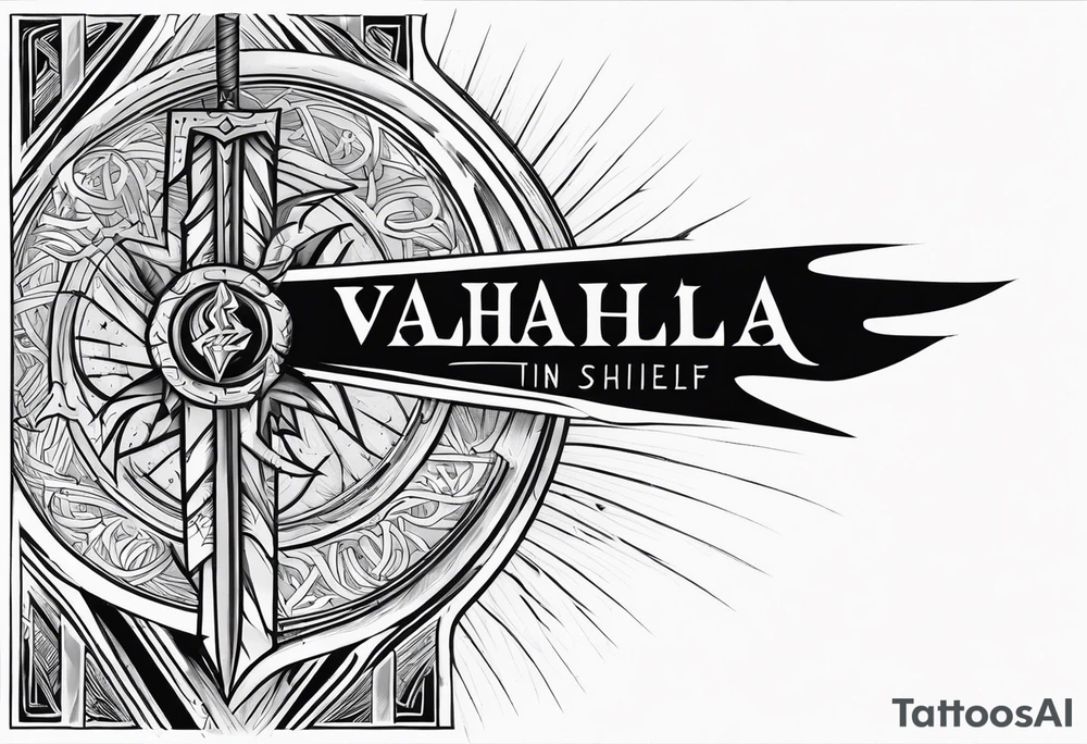 Valhalla sword shield lightning mist tattoo idea