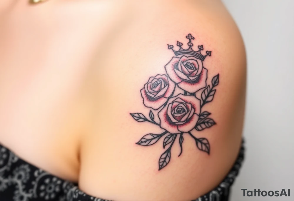 Roses with crown and 1982 tattoo idea