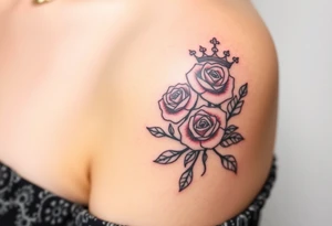 Roses with crown and 1982 tattoo idea