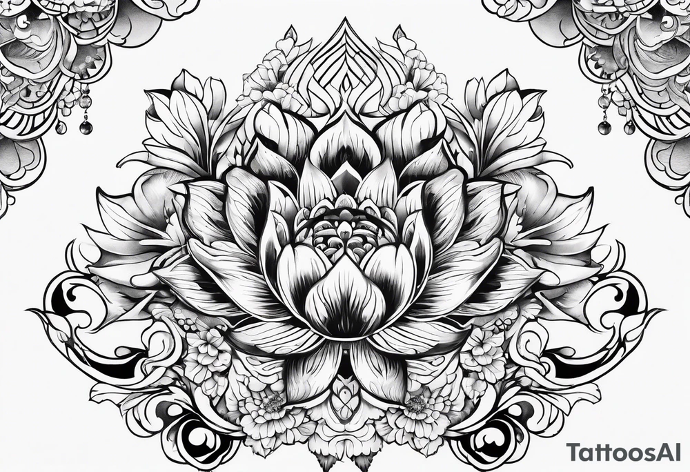 small long ornate floral sternum tattoo tattoo idea