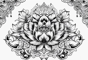 small long ornate floral sternum tattoo tattoo idea