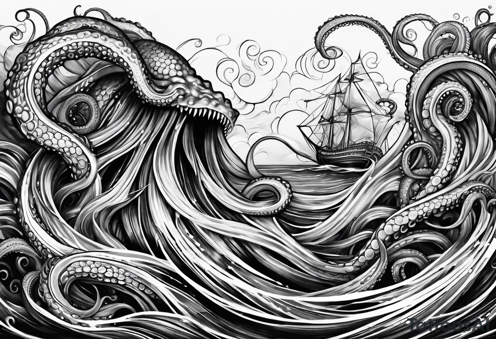 Kraken tentacles coming out of water tattoo idea Kraken tentacles coming out of water tattoo idea