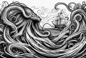 Kraken tentacles coming out of water tattoo idea