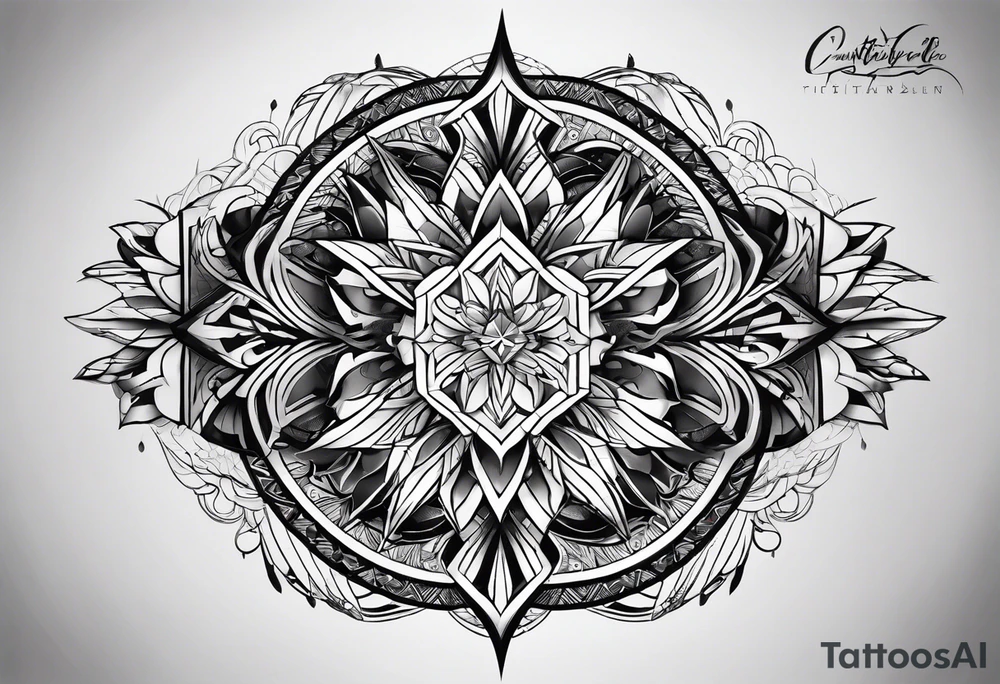 A full sleeve for the forearm with a geometric design tattoo idea