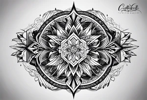 A full sleeve for the forearm with a geometric design tattoo idea