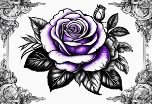 violet with greenery with a rose tattoo idea