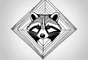 Raccoon in nature in shape of long diamond tattoo idea