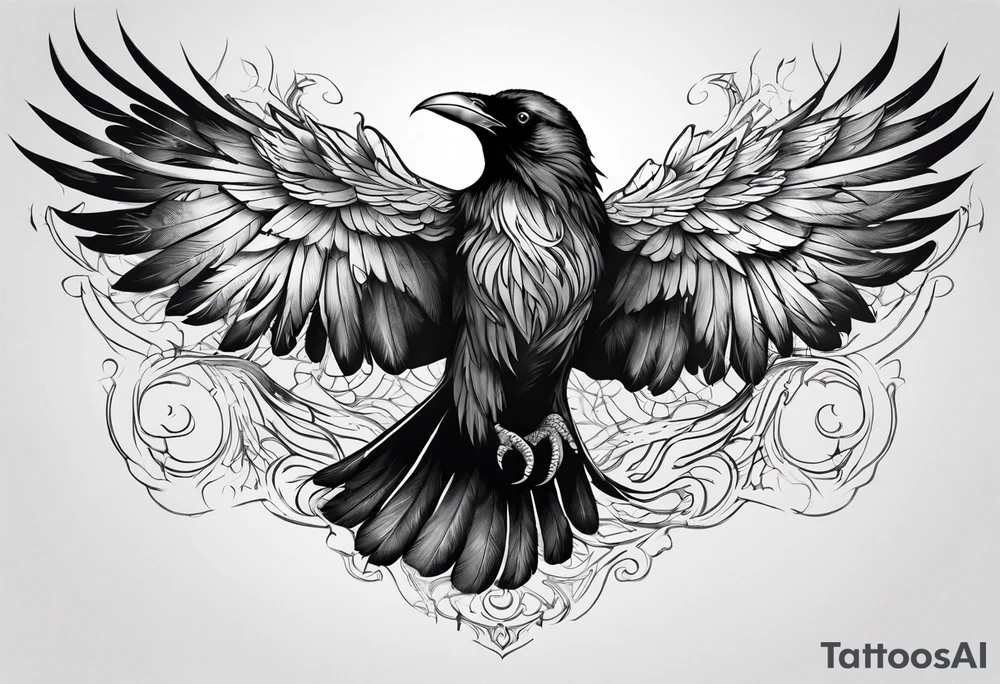 Raven changing into a phoenix tattoo idea