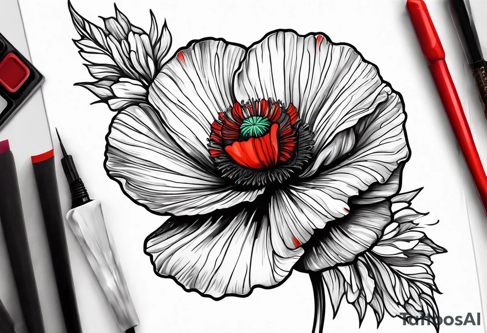 Red poppy flower tattoo idea