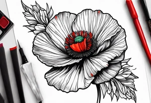 Red poppy flower tattoo idea