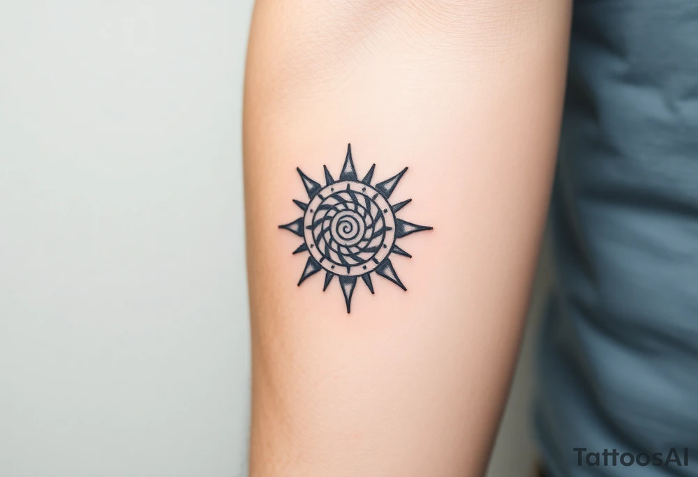 Fibonacci spiral sun tattoo idea