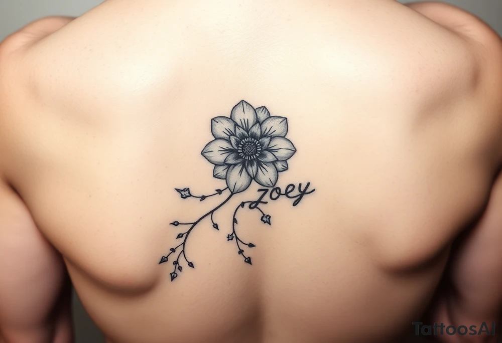 I want it on my wrist. I want a beautiful flower on the inside of my wrist with tendrils down the inside of my arm with little delicate stars or motes and the name Zoey tattoo idea